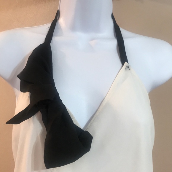 White and black halter top partially open back - Picture 4 of 4